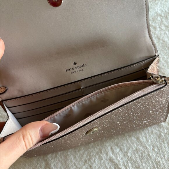 🌸 NWOT Kate Spade Rose Gold Sparkle Tinsel Large Continental Wallet 🌸 - Picture 6 of 8